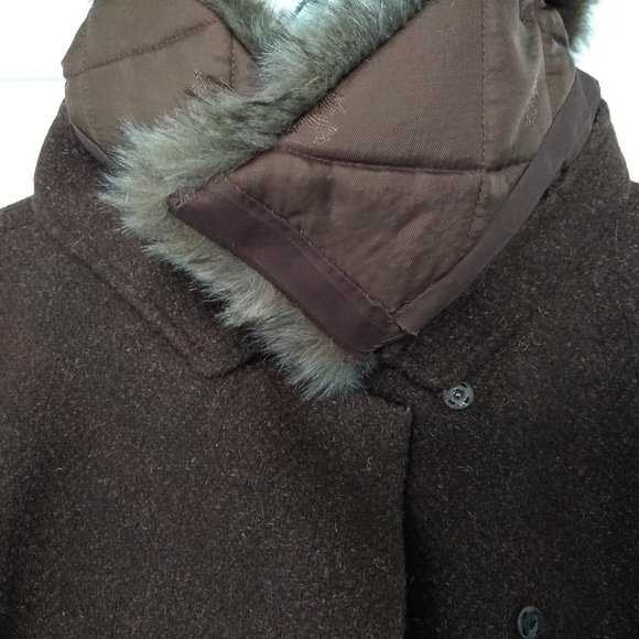 Vintage Brown Coat with Fake Fur Trim size S - Picture 6 of 8